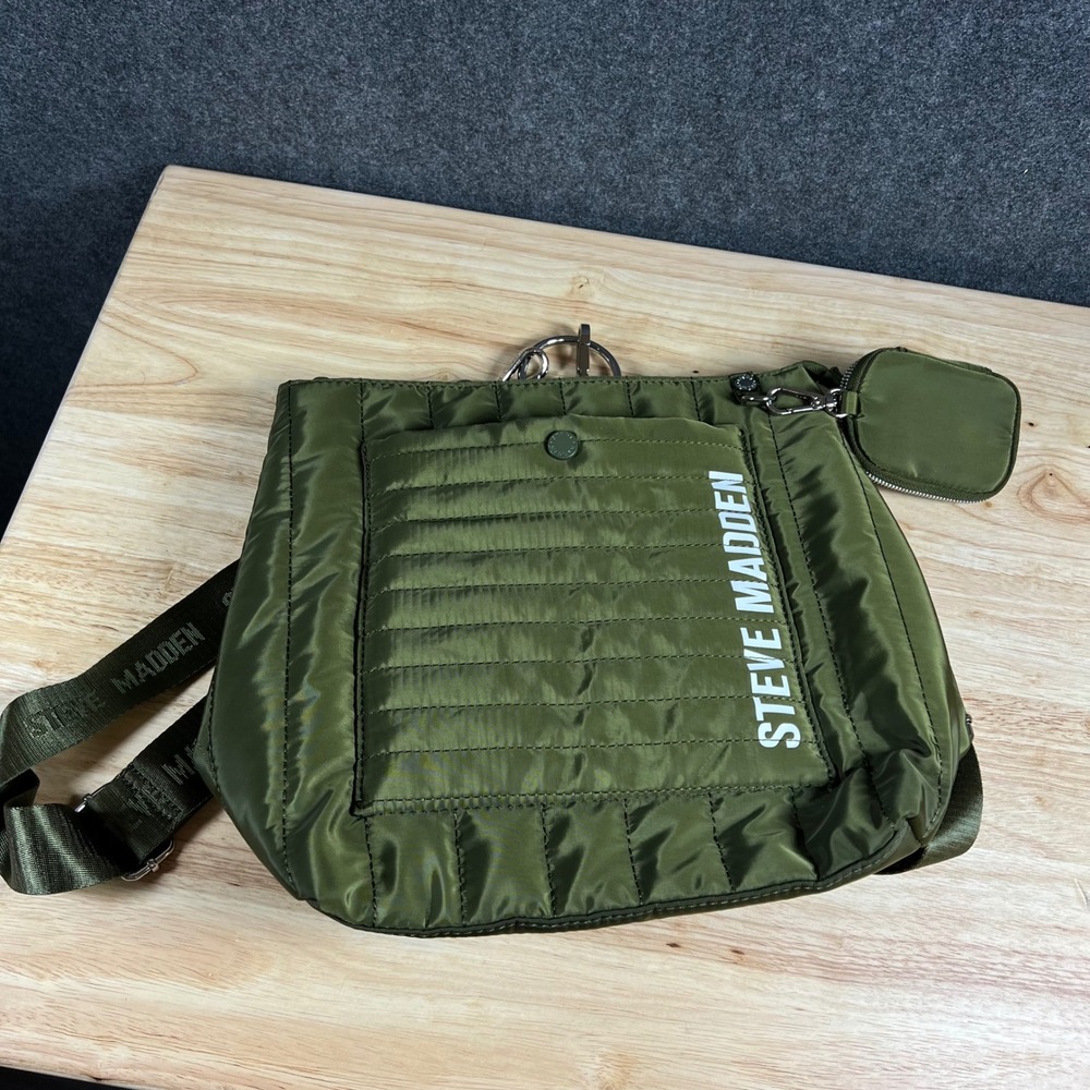 Steve Madden Olive Green Quilted Nylon B-Nikki Backpack Crossbody Bag